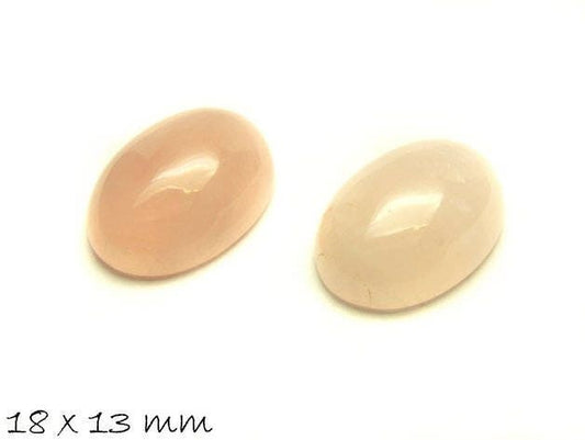 2 Stück Edelstein Cabochons, Rosenquarz, oval, 18 x 13 mm