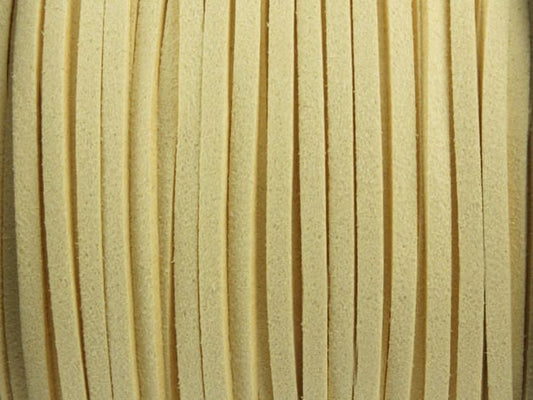0,42EUR/m - 6 m Wildlederimitat 3 x 1,5 mm elfenbein-farben, flach, Wildleder Imitat beige