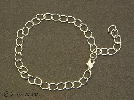 Armbandrohling, Bettelkette, 8 x 6 mm, platin