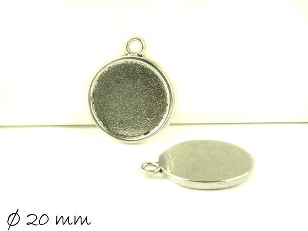 2 Stück Anhänger mit Cabochonfassung / Medaillon Ø 20mm altsilber