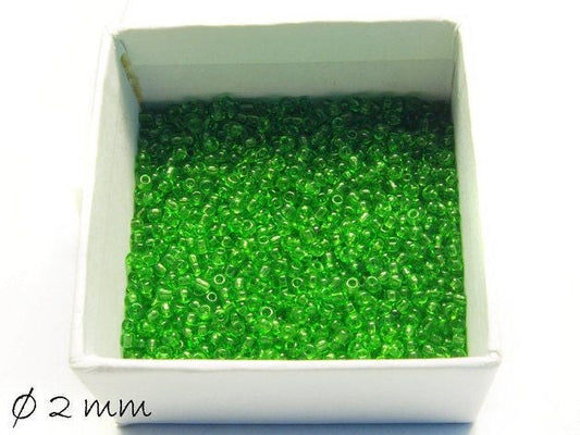 0,05EUR/g - 50 g Rocailles transparent grün 2 mm #11 Perlen