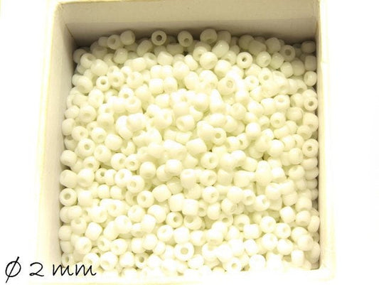 0,05EUR/g - 50 g opake Rocailles weiß 2 mm #14 Perlen