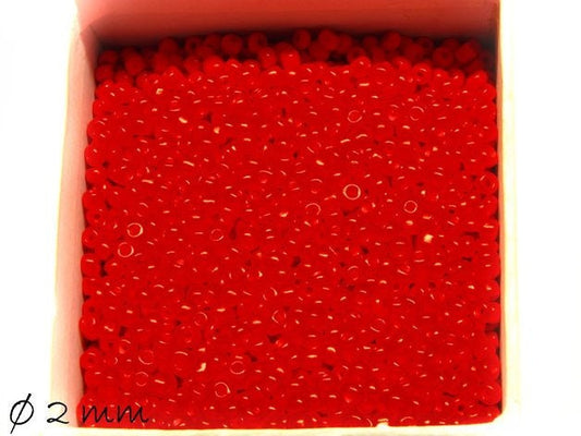 0,05EUR/g - 50 g Rocailles transparent rot 2 mm #12 Perlen
