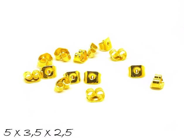 50 Stück Ohrmuttern für Ohrstecker, Stopper, gold, 5 x 3,5 mm