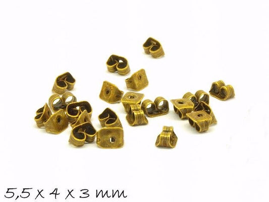 50 Stück Ohrmuttern für Ohrstecker, Stopper, bronze, 5,5 x 4 mm