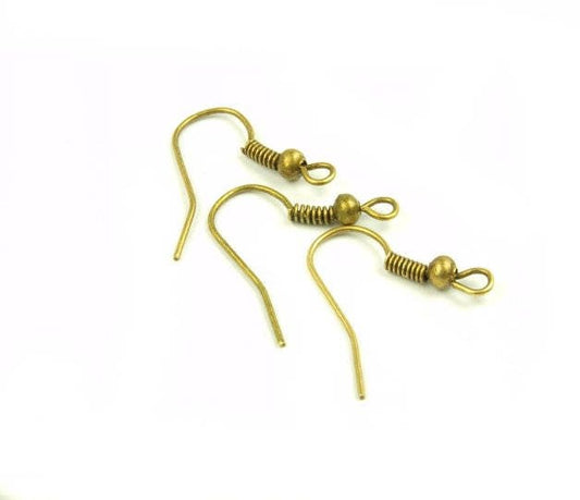 10 Stück Ohrhaken mit Perle (Fischhaken), bronze