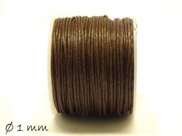 0,30EUR/m - 5 m Wachsband, Baumwollschnur, braun, dunkelbraun, Ø 1 mm