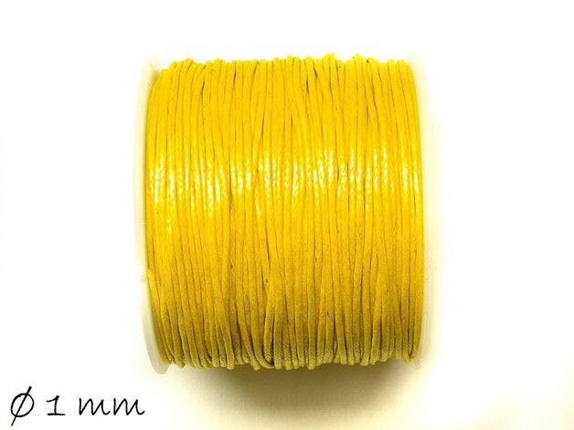 0,30EUR/m - 5 m Wachsband, Baumwollschnur, gelb, Ø 1 mm