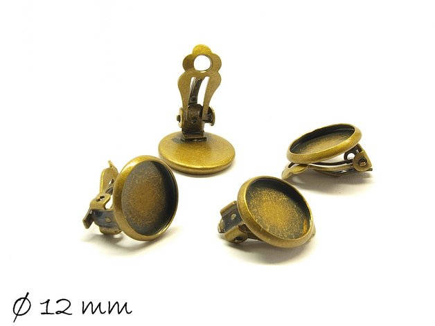 4 Stück Ohrclips Rohling bronze, 12 mm Fassung