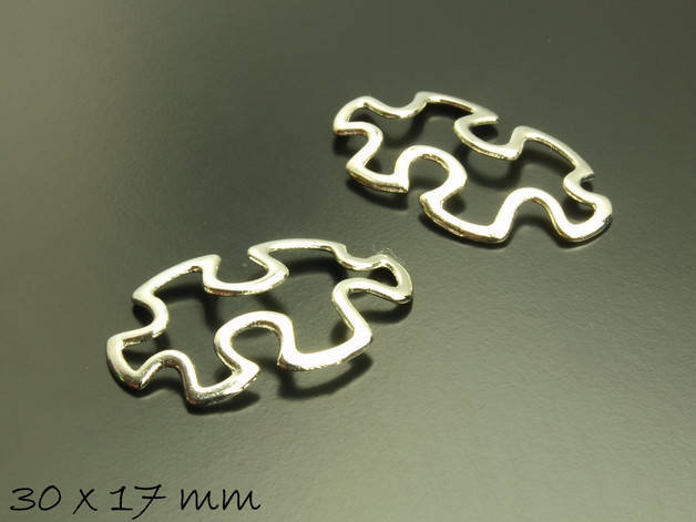 4 Stück Verbinder Puzzle silber 30 x 17 mm