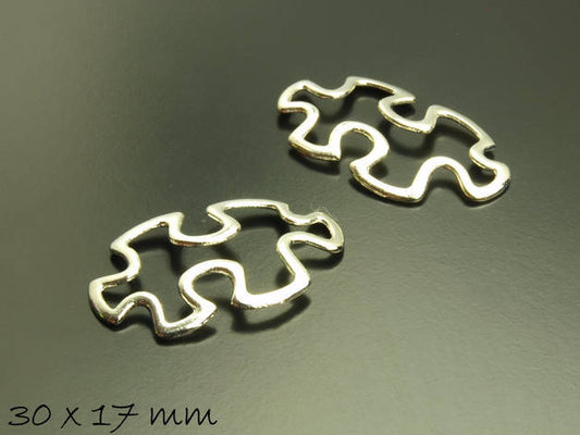 4 Stück Verbinder Puzzle silber 30 x 17 mm