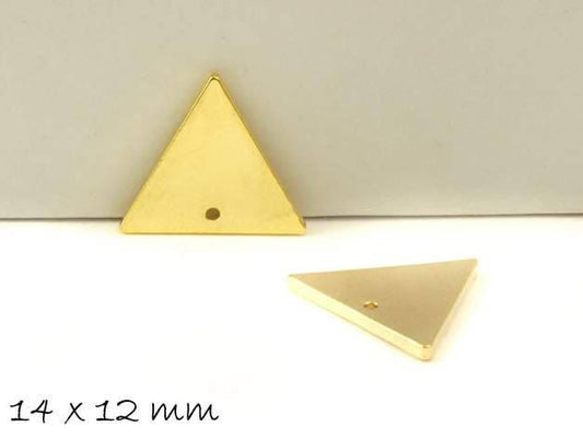 6 Stück Anhänger Stempel Dreieck golden 14 x 12 mm