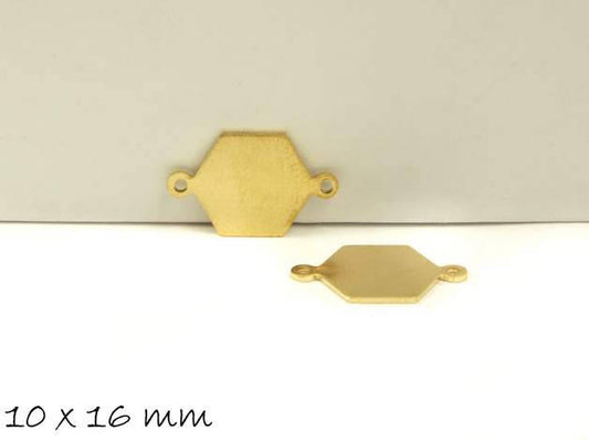 6 Stück Verbinder Stempel Hexagon Messing gold 16 x 10 mm