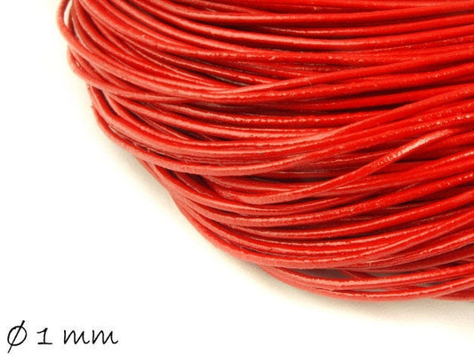 0,66EUR/m - 5 m Lederband, rot, Ø 1 mm