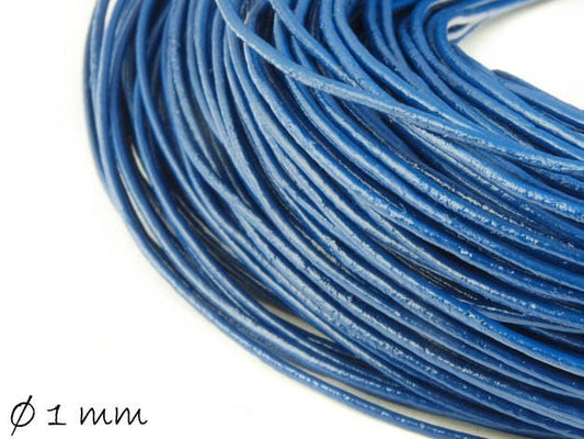 0,66EUR/m - 5 m Lederband, blau, Ø 1 mm