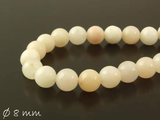 10 Stück Edelstein Perlen, weiße Jade, Ø 8 mm