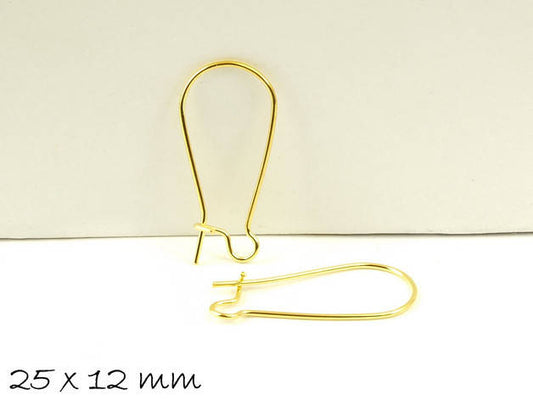 10 Stück Kidney Ohrhaken golden, 25 x 12 mm Ohrringe