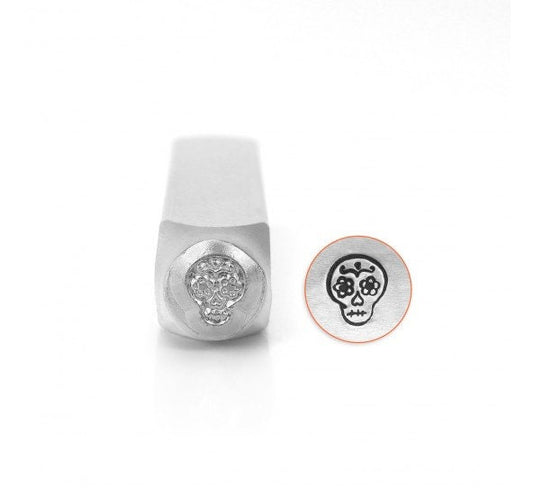 1 Stück Design Stempel Totenkopf Blume Schlagstempel Punze Sugar Skull