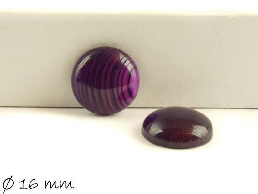 2 Stück Edelstein Cabochons, Achat, 16 mm, lila