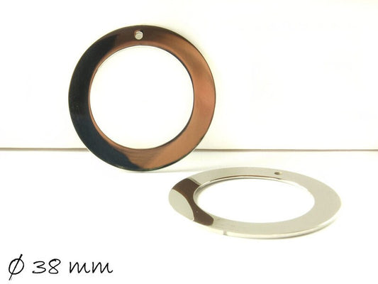 2 Stück massive Edelstahl Stempelplättchen silber Donut Ring Ø 38 mm