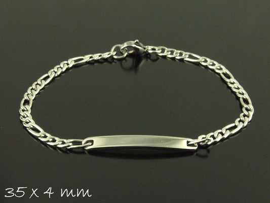 1 Armreif Rohling zum Stempeln und Gravieren Edelstahl silbern Kette