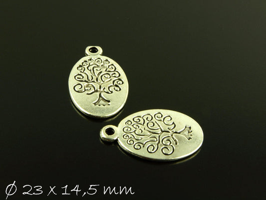 4 Anhänger Baum, Tree of life altsilber 23 x 14,5 mm