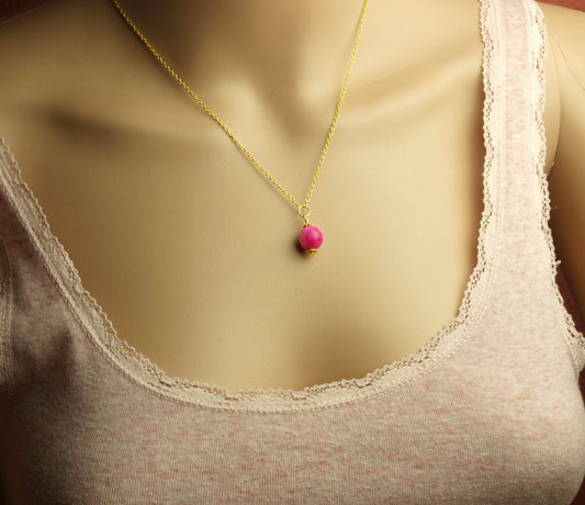 Kette Jade Edelstein Perle golden rosa pink