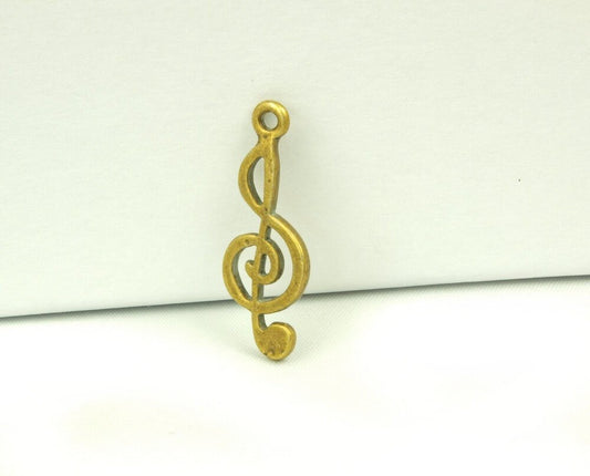 6 Stück Anhänger Notenschlüssel, bronze, 25 x 10 mm