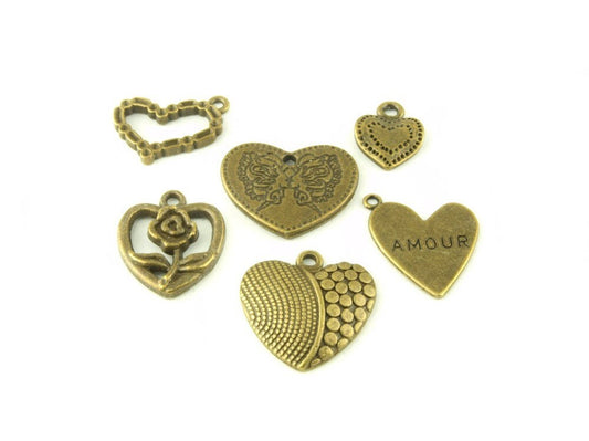 1 Set bronze vintage Anhänger - Herzen