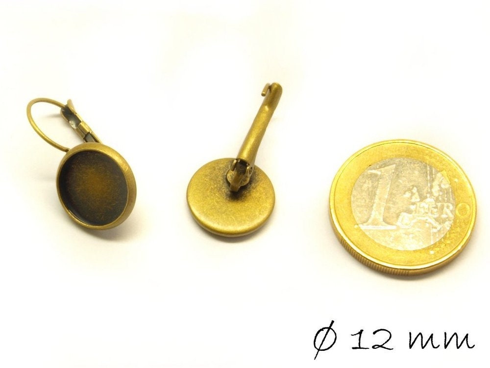 4 Stück Brisuren in bronze mit 12 mm Cabochonfassung