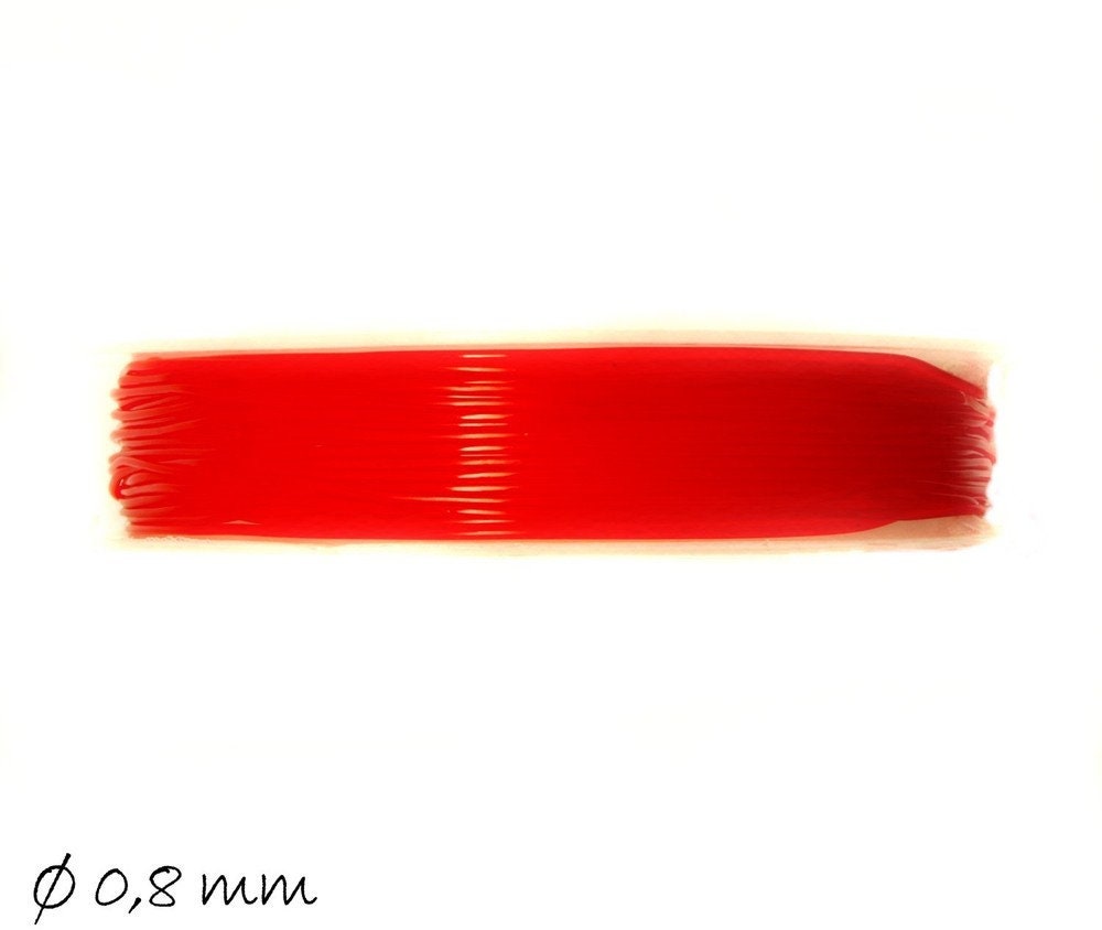 0,16EUR/m - 7 m elastischer Nylondraht 0,8 mm, rot