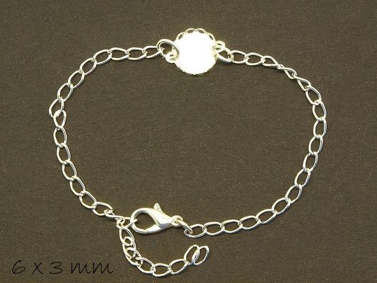 Armbandrohling mit Cabochonfassung, 10 mm silber