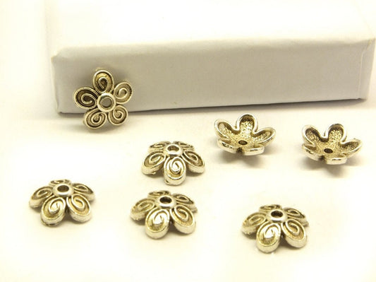 10 Stück Perlenkappe massiv keltisch silber Ø 10 mm