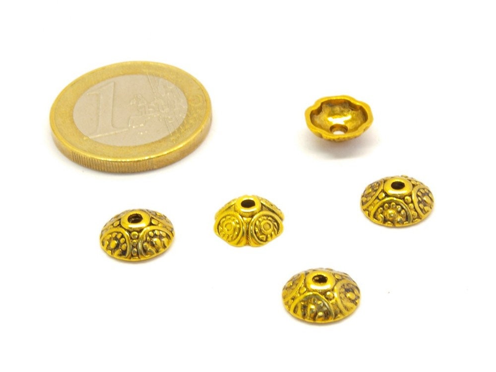 10 Stück Perlenkappe massiv keltisch gold Ø 9 mm