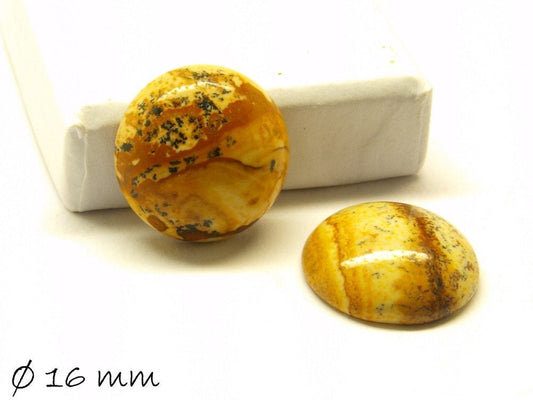 2 Stück Edelstein Cabochons, Picture Jasper, Stein, 16 mm