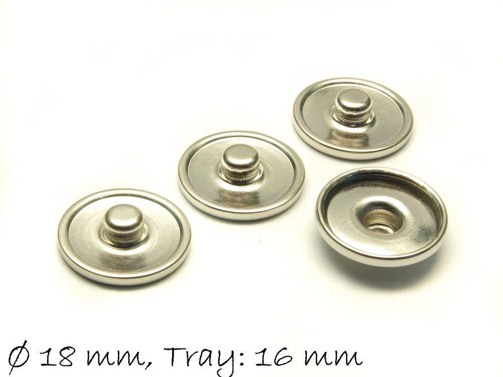 4 Stück Druckknopf Rohlinge Cabochons 16 mm, platin