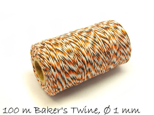 0,05EUR/m - 100 m Baker's Twine, schwarz-orange-weiß Ø 1 mm