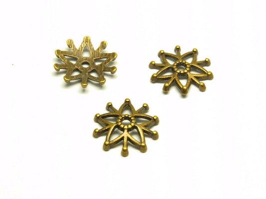 10 Stück Perlenkappen, Blume bronze Ø 16 mm