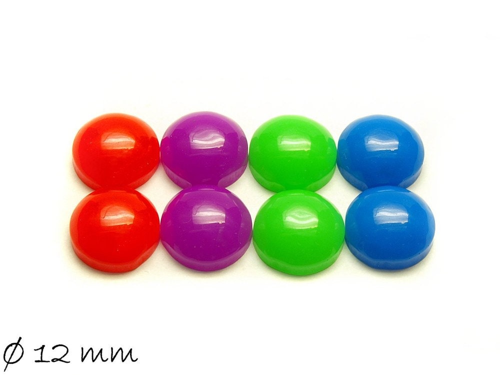 8 Stück runde Resin Cabochons einfarbig 12 mm Mix 2