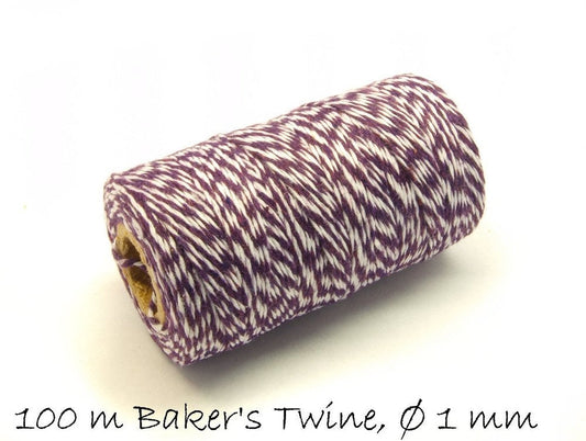 0,05EUR/m - 100 m Baker's Twine, violett-weiß Ø 1 mm