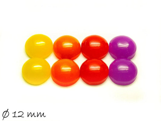 8 Stück runde Resin Cabochons einfarbig 12 mm Mix 1
