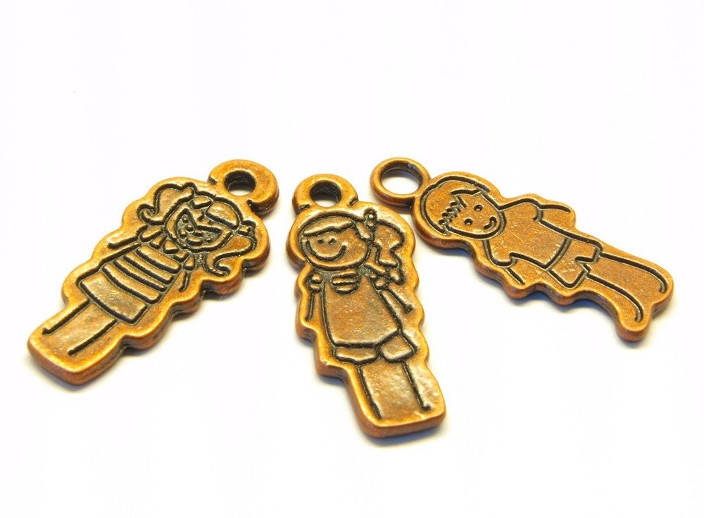 3 Stück Anhänger Familie Mensch antik kupfer 30 x 10 mm