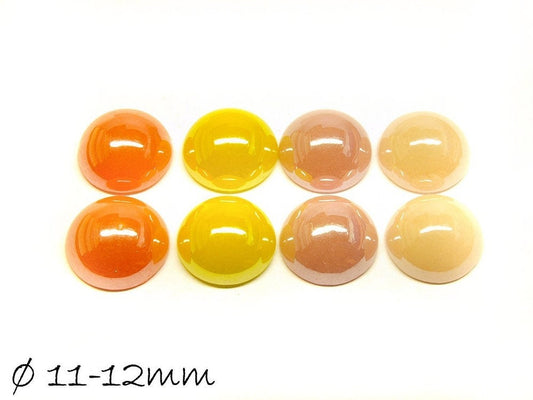 16 Stück runde opake Glas Cabochons 11-12 mm, Mix 2