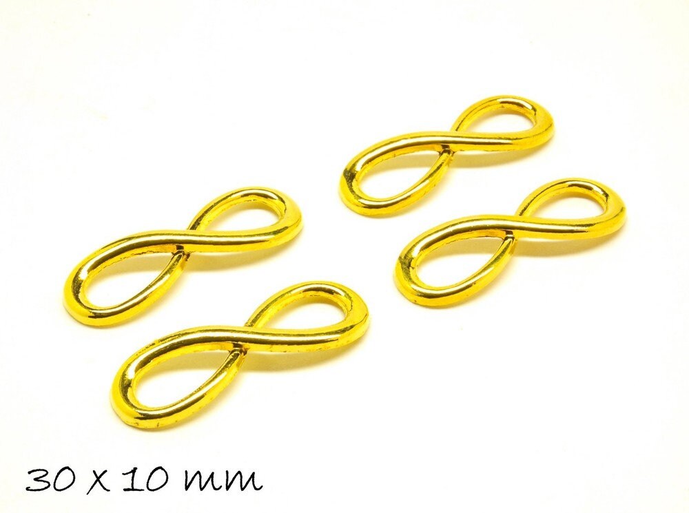 4 Stück Infinity Verbinder Unendlichkeit golden 30 mm