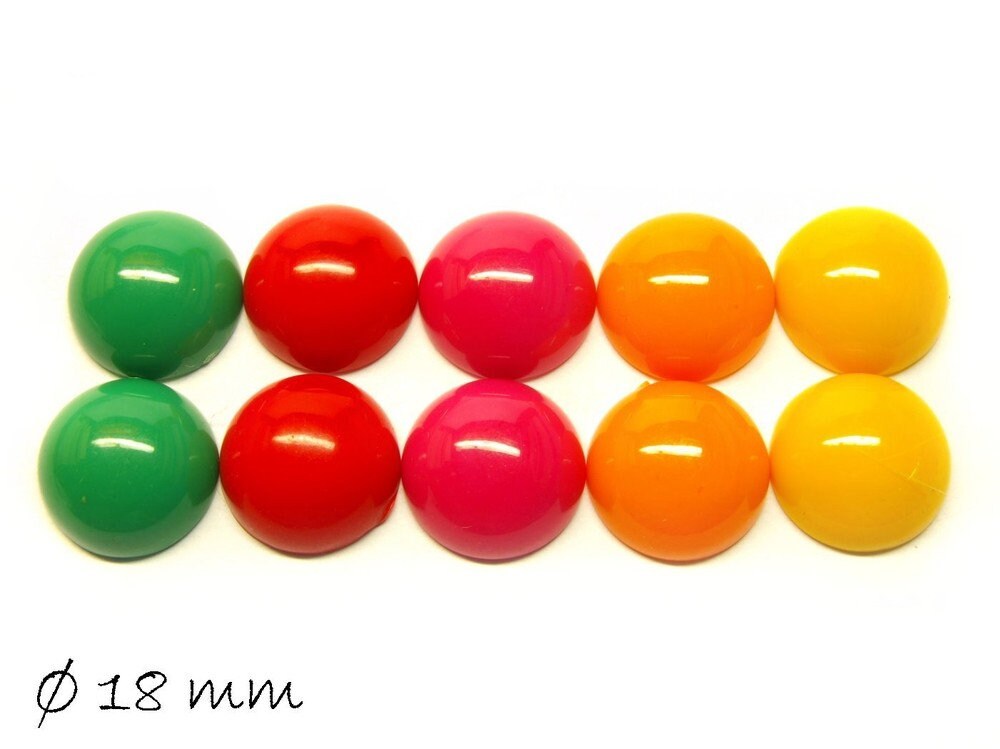 10 Stück runde Resin Cabochons einfarbig 18 mm Mix 1