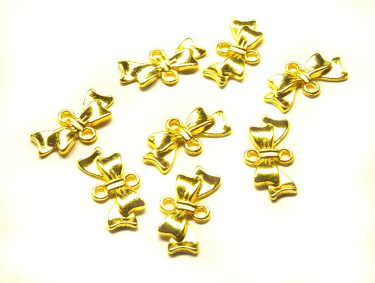 10 Stück Schleife Anhänger Verbinder gold 20 x 10 mm