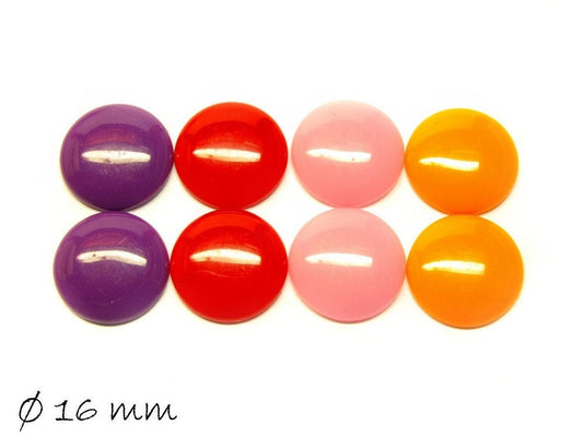 8 Stück runde Resin Cabochons einfarbig 16 mm Mix 1