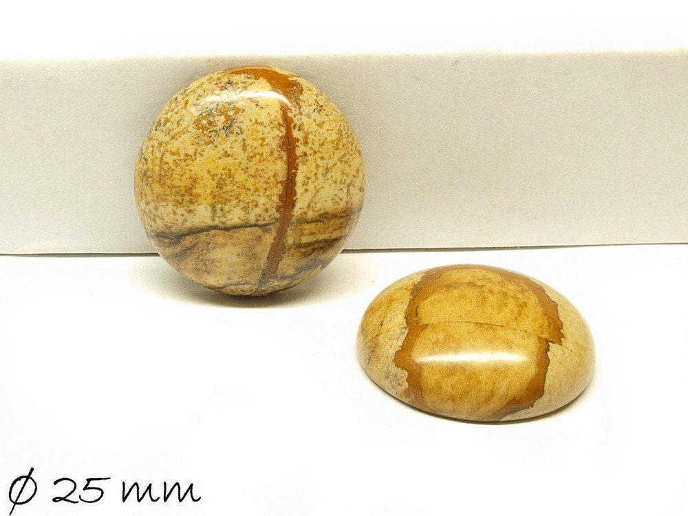 1 Stück Edelstein Cabochons, Picture Jasper, Stein, 25 mm