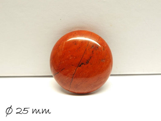 1 Stück Edelstein Cabochon, roter Jasper, 25 mm