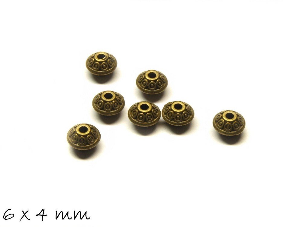 10 Stück Spacer Perlen Rondell 6 x 4 mm bronze